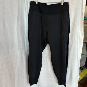 Athleta Black Joggers, velvet trim